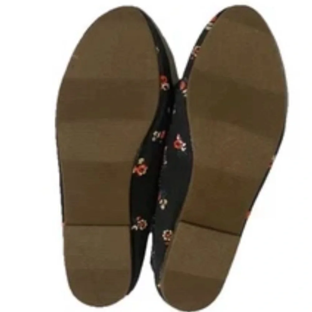 Old Navy Girls Size 13 Brand New Rose Print Kids Black Floral Flats Ballet